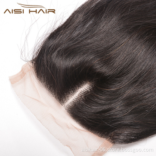 Aisi Hair Top Quality 14 Inch Long Body Wave 4X4 Lace Closure Brazilian Human Hair Extension For Women